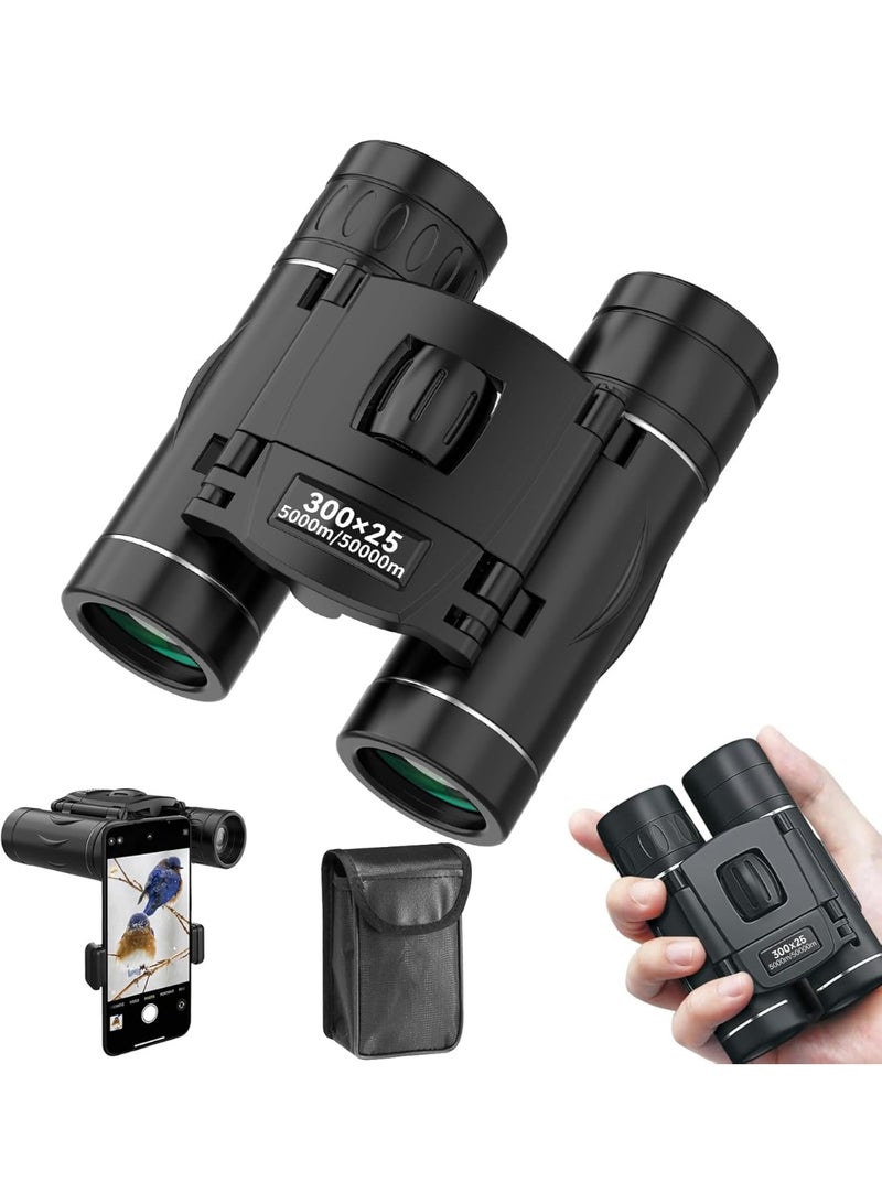 300x25 Binoculars for Adults and Kids, High Powered Mini Pocket Binoculars with Phone Adapter, Waterproof Compact Binoculars for Bird Watching, Hunting, Concert, Theater, Opera, Traveling, Sightseeing - Image 1
